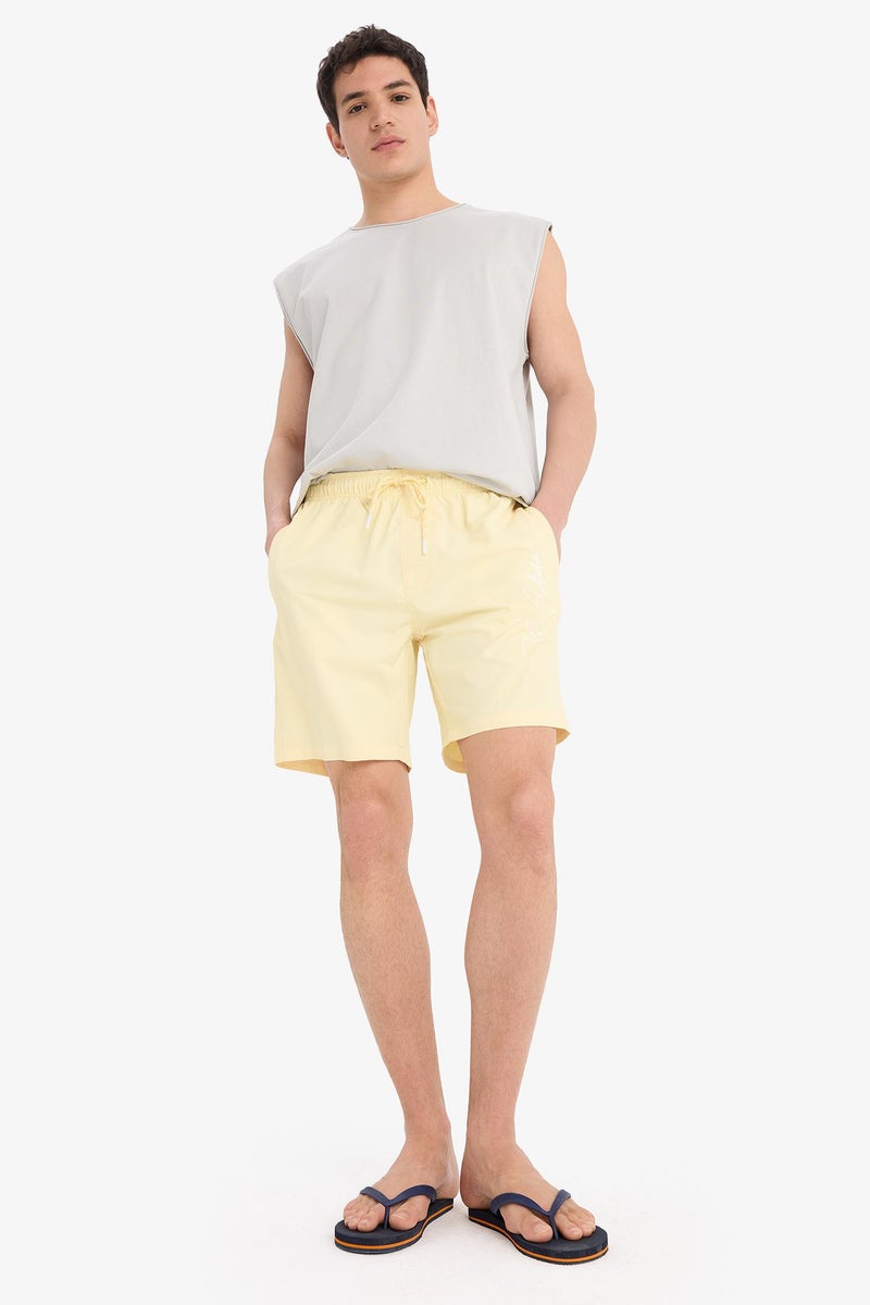 DeFacto Yellow Man Regular Fit Mesh Lined Short Length Swim Shorts Casual - Image 1